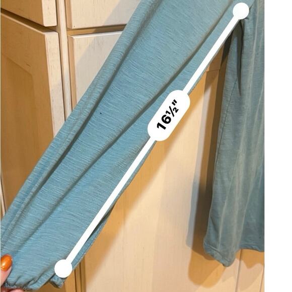 Faded Glory Women’s Top Size M Teal Blue Stretch Knit Long Sleeve Blouse Casual - Picture 7 of 7